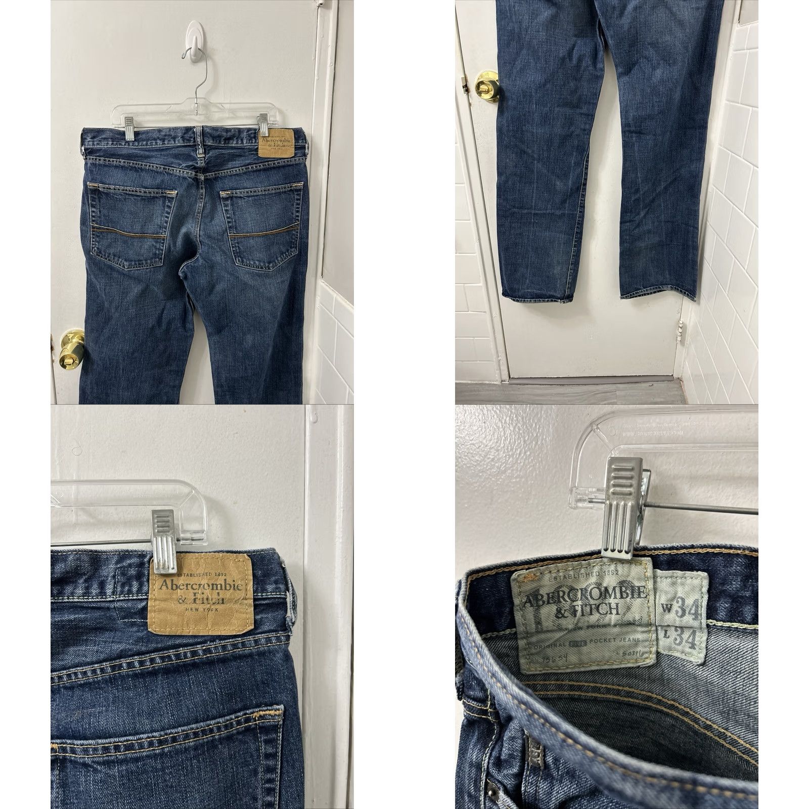 Abercrombie & Fitch VTG Abercrombie & Fitch Kilburn Boot Jeans Mens 34x34 Denim Blue 5-Pocket Bootcut Logo Size US 34 / EU 50 - 8 Thumbnail