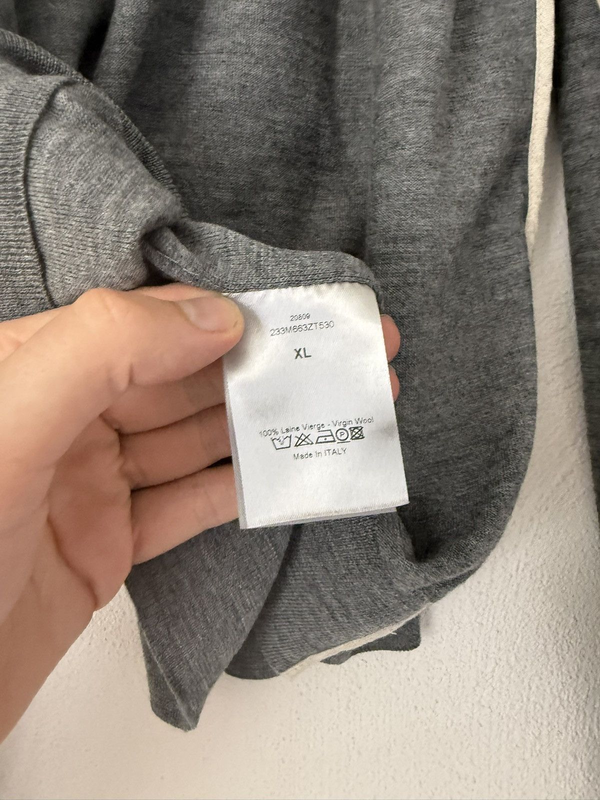 Dior Grey V-Neck Wool Sweater with Contrast Piping Size US XL / EU 56 / 4 - 6 Thumbnail