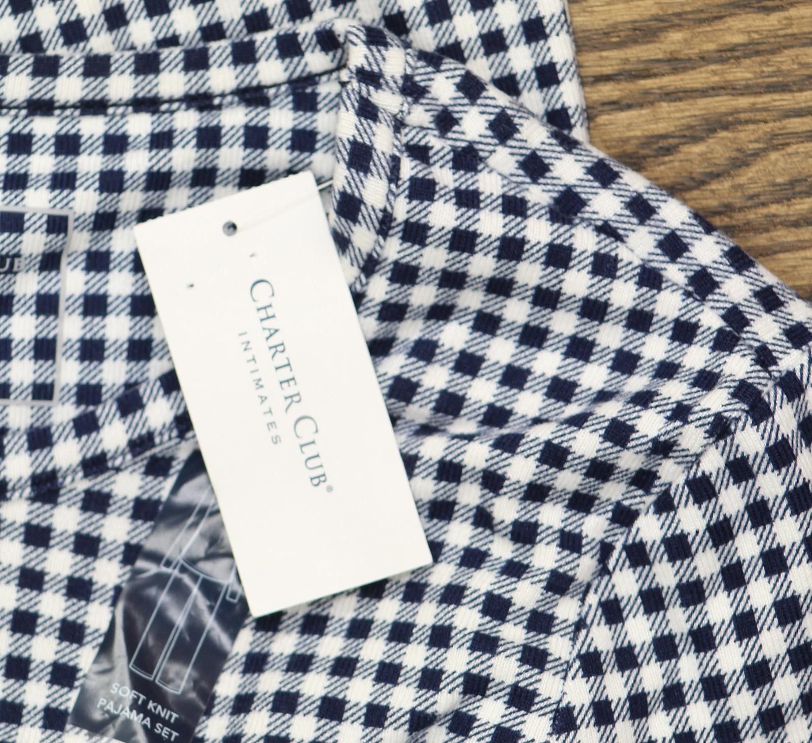 Charter Club New Charter Club Pajama Sleep Top Gingham Check Blue Xs Size XS / US 0-2 / IT 36-38 - 3 Thumbnail