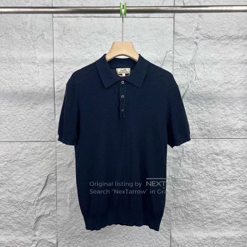 Hermes Hermes Navy Blue Men's Knit Short Sleeve Polo Shirt Size US S / EU 44-46 / 1 - 1 Thumbnail