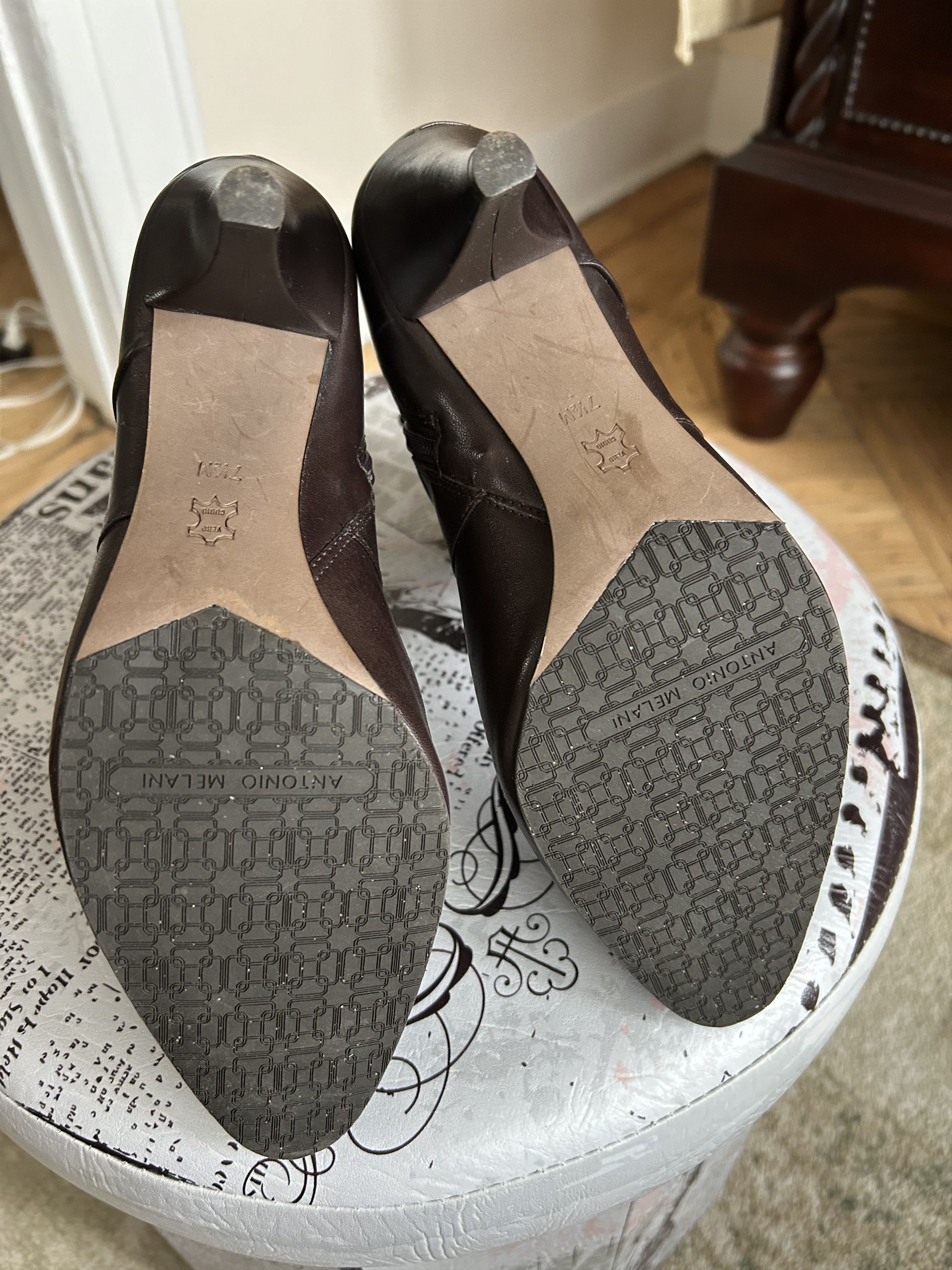 Other Antonio Melani Dark Brown Leather Ankle Booties 7.5 Heels Size US 7.5 / IT 37.5 - 6 Thumbnail