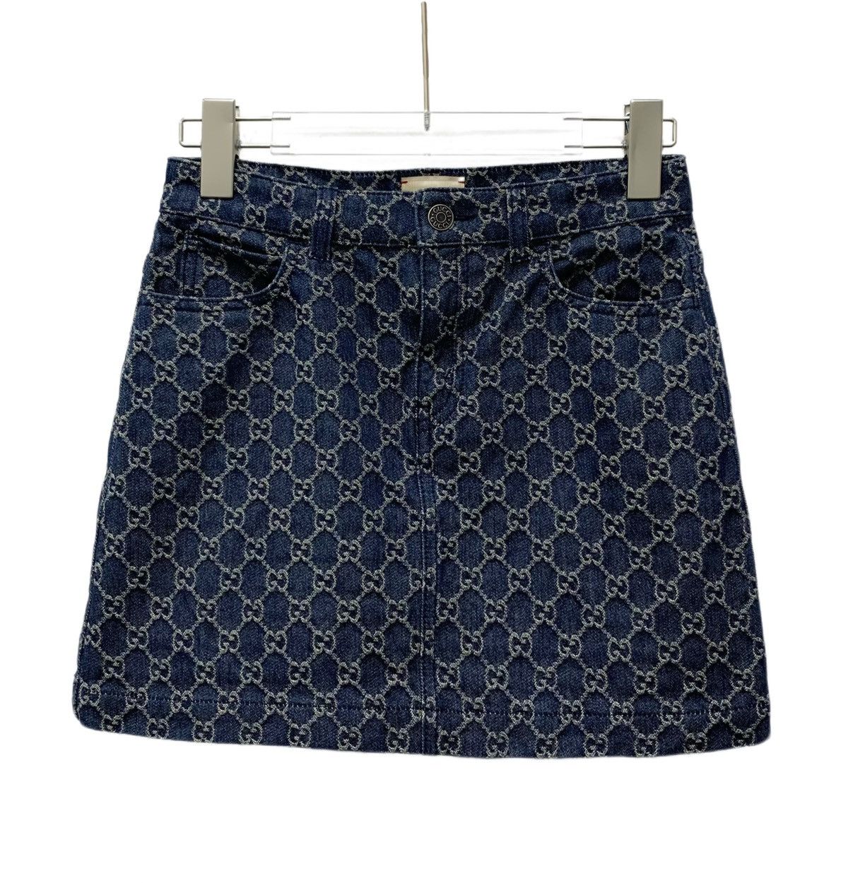 Gucci Gucci All-over Logo Jacquard Denim Mini Skirt K26WX Size 32" / US 10 / IT 46 - 1 Thumbnail