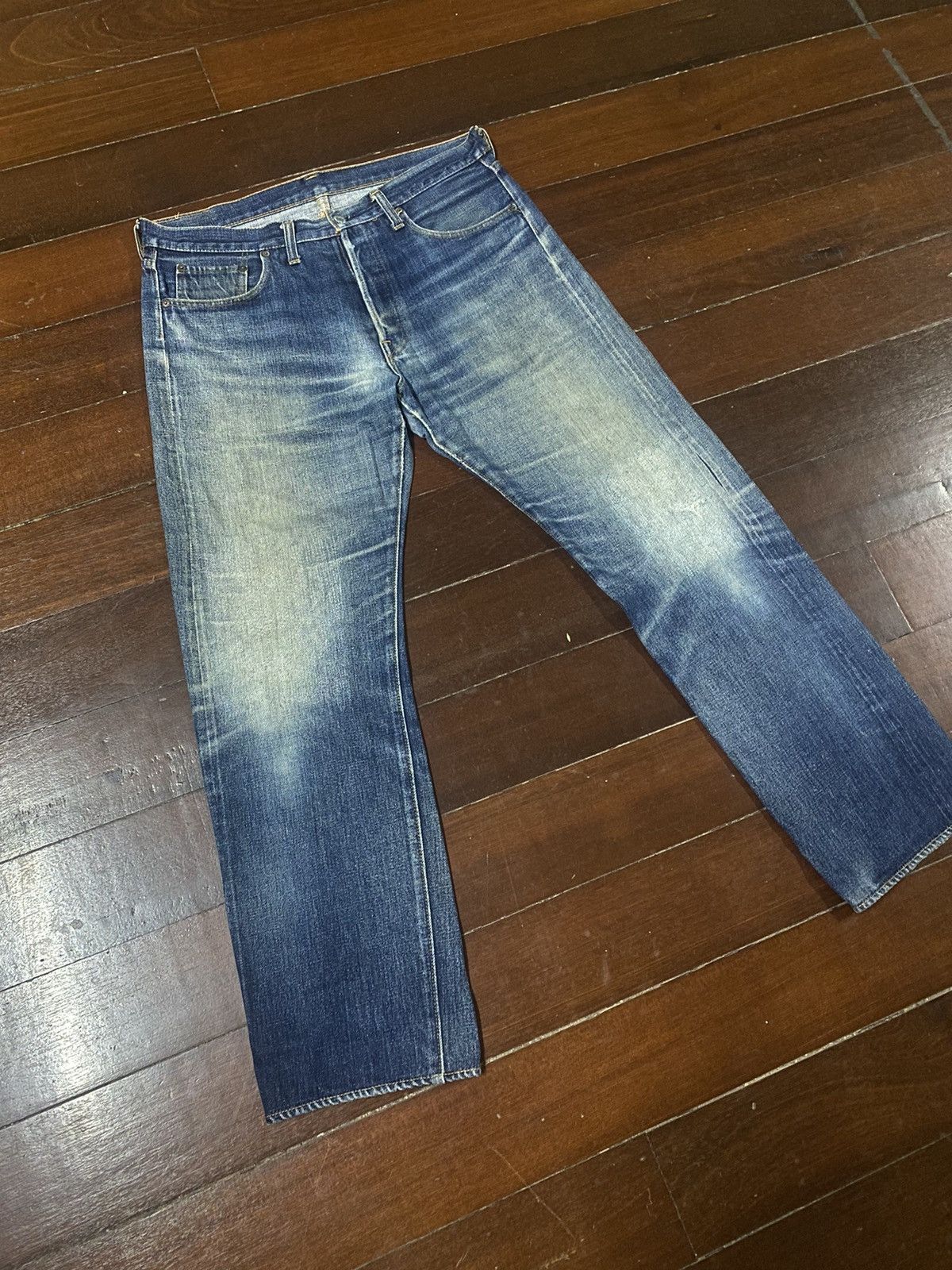 Denime Vintage 90s DENIME JAPAN Distress Mud Denim Selvedge Jeans Size US 36 / EU 52 - 2 Thumbnail