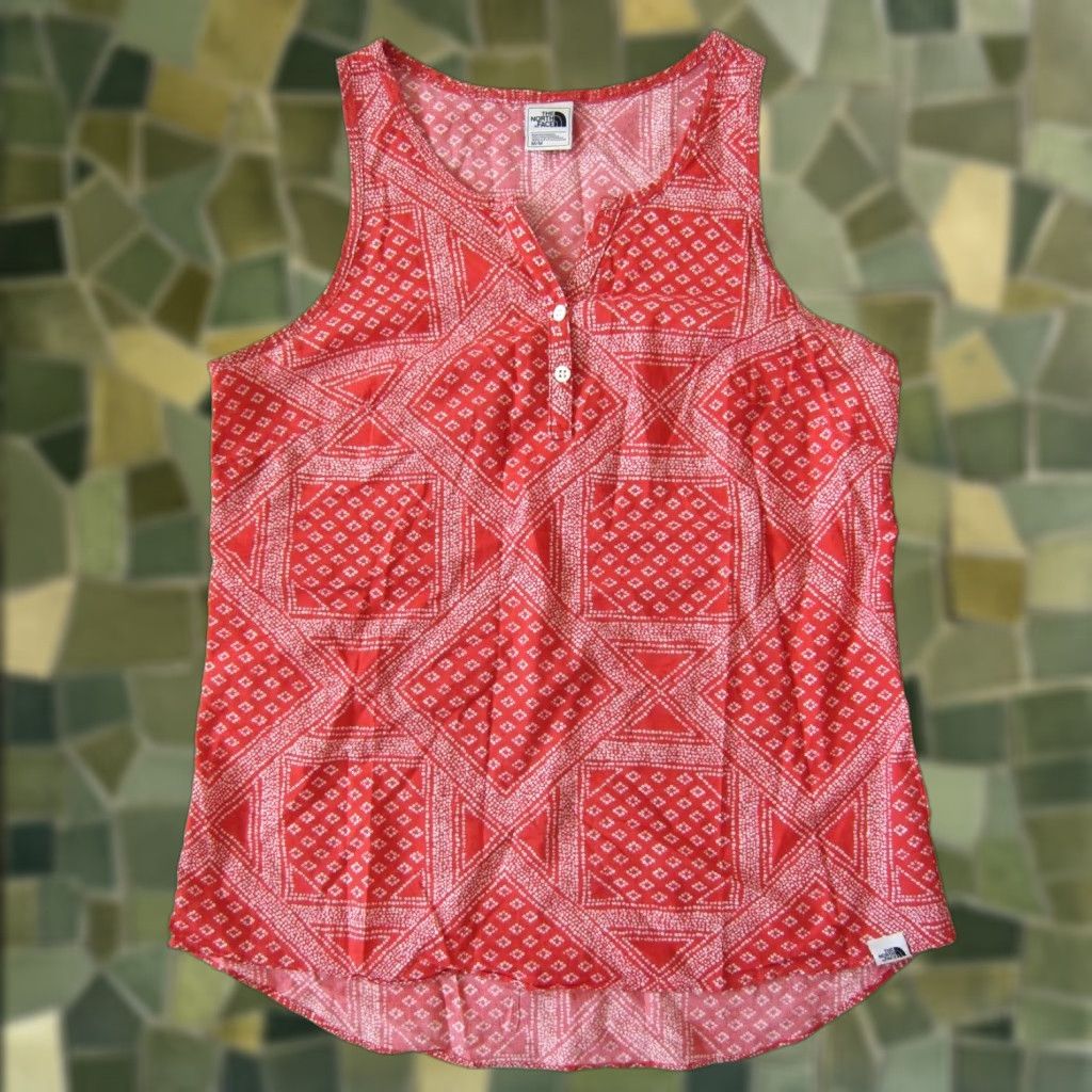 The North Face The North Face 100% Cotton Red White Floral Sleeveless Tank Blouse M Women Medium Size M / US 6-8 / IT 42-44 - 1 Thumbnail