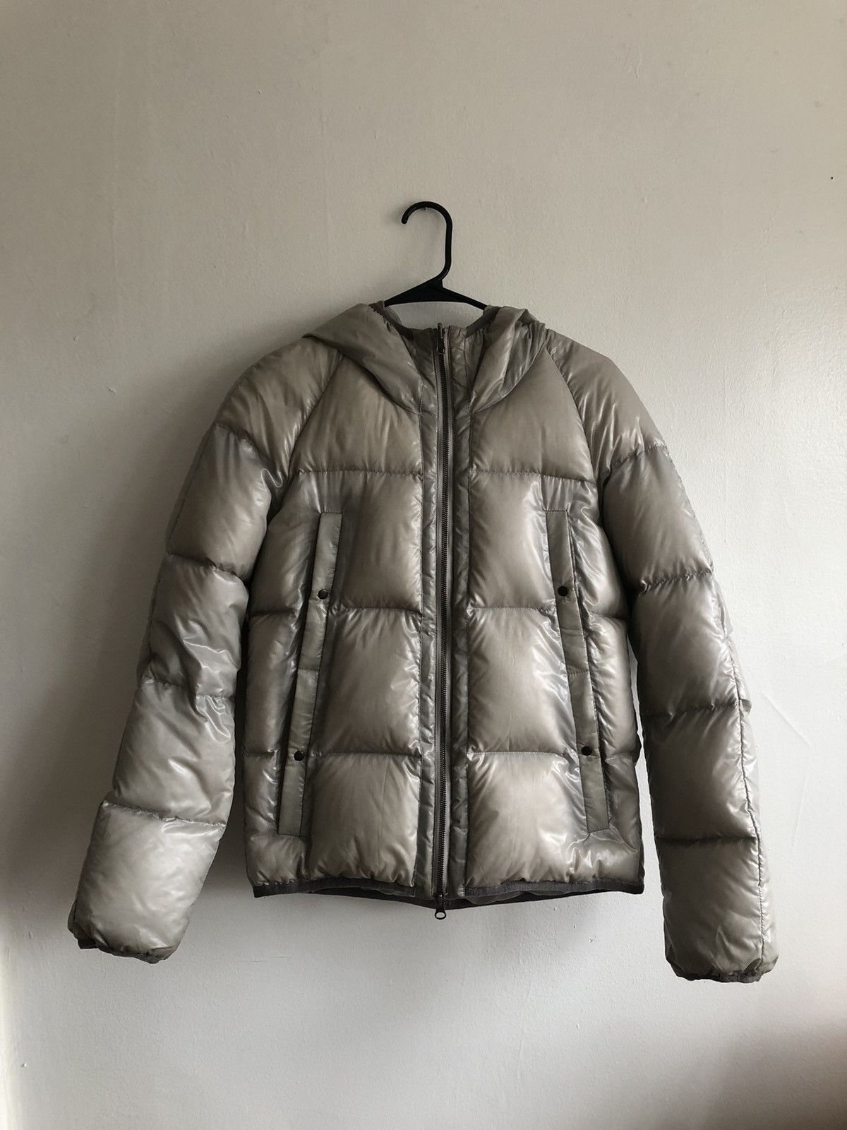 image of The Viridi Anne Viridi-Anne Translucent Nylon Reversible Down Puffer Jacket in Grey, Men's (Size XS
