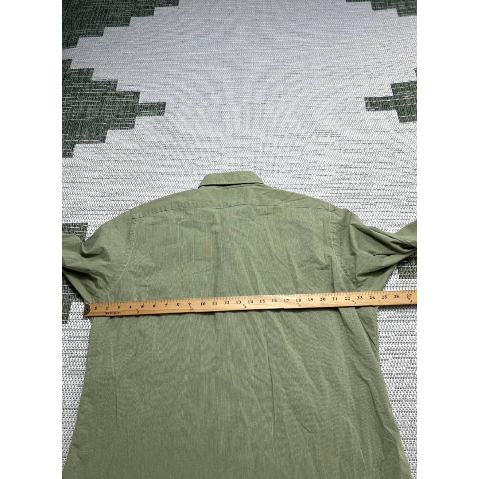 Polo Ralph Lauren Polo Ralph Lauren Dress Shirt Mens 16.5 Green Striped Cotton Business Shirt Regular Mens Long Sleeve 16.5 Green Striped Cotton Size 46R - 5 Thumbnail