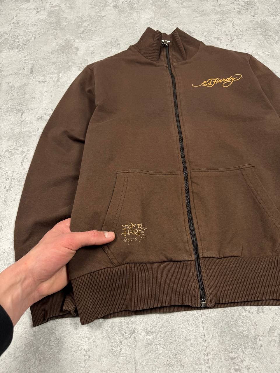 Ed Hardy Vintage Y2K Bedazzled Ed Hardy Brown Zip Up Sweatshirt Size M / US 6-8 / IT 42-44 - 4 Thumbnail