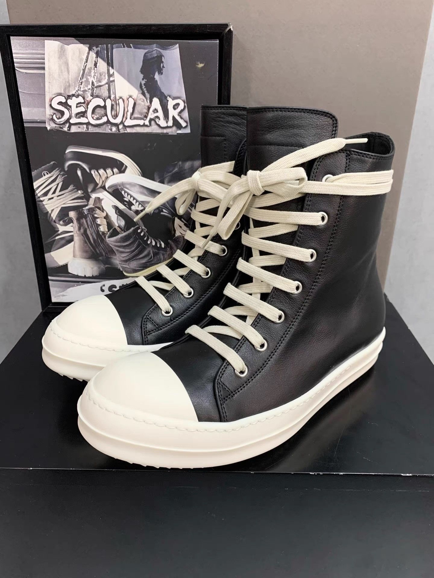 Rick Owens Rick Owens 25FW Mainline Leather High-Top Big Converse K34 Size US 6 / IT 36 - 1 Thumbnail