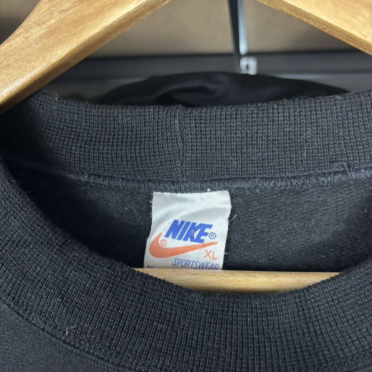 Nike × Vintage Vintage Nike Spell Out Big Logo Black Crewneck Sweater XL Size US XL / EU 56 / 4 - 3 Thumbnail