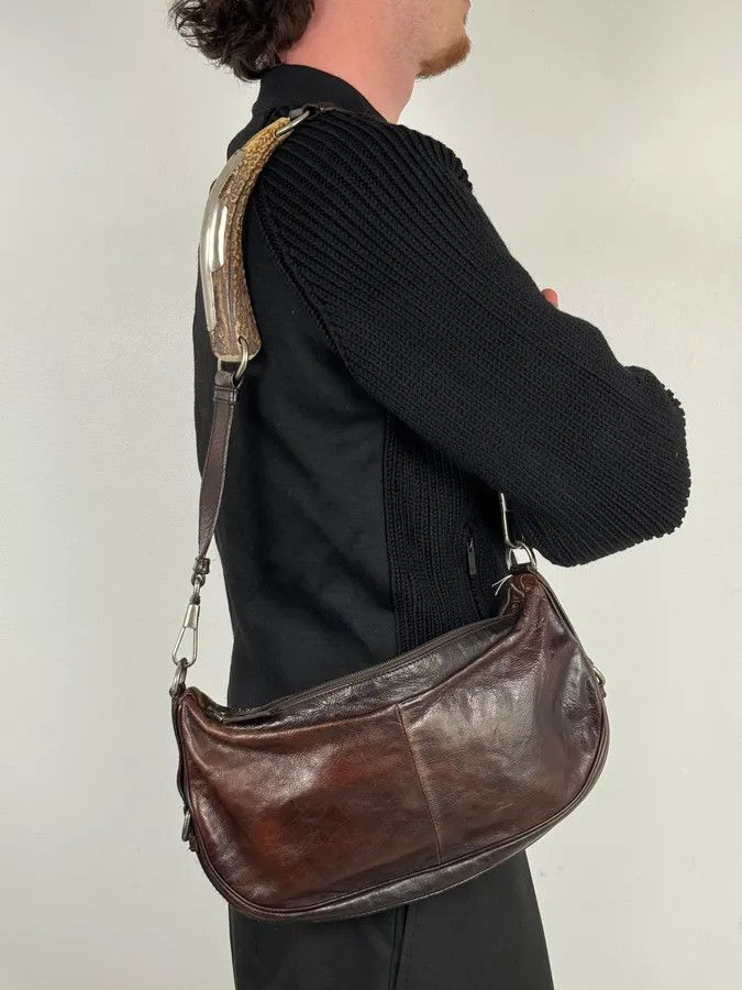 Yves Saint Laurent 2000s Yves Saint Laurent Mombasa Organic Horn Brown Leather Crossbody Bag Size ONE SIZE - 4 Thumbnail