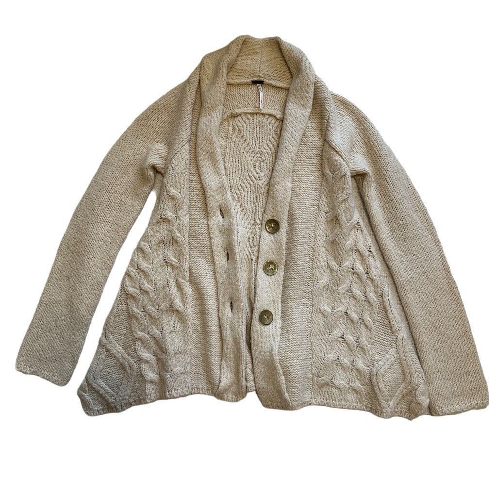 Free People Free People Wool Blend Knit Warm Cream Cardigan Sweater Fall Size XS / US 0-2 / IT 36-38 - 1 Thumbnail