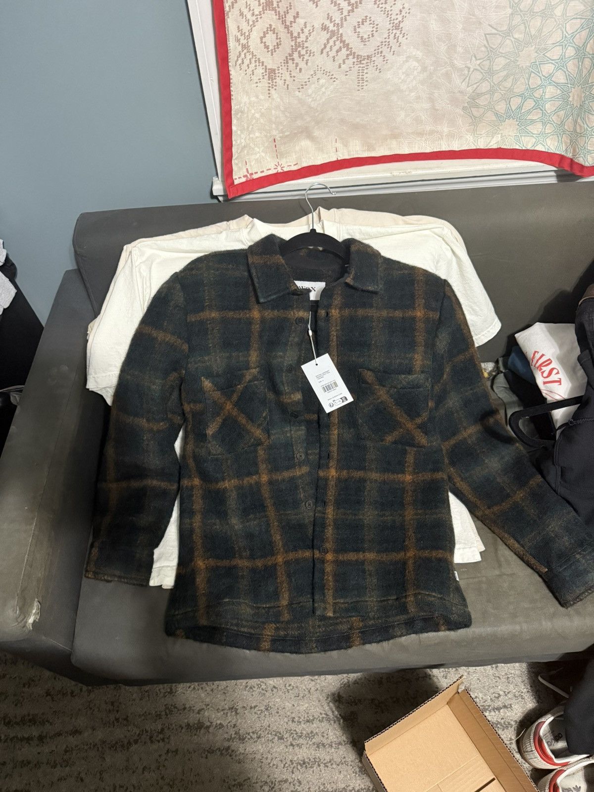 Wax London Teal And Orange Drawn Check Italian Wool Overshirt Size US S / EU 44-46 / 1 - 2 Thumbnail