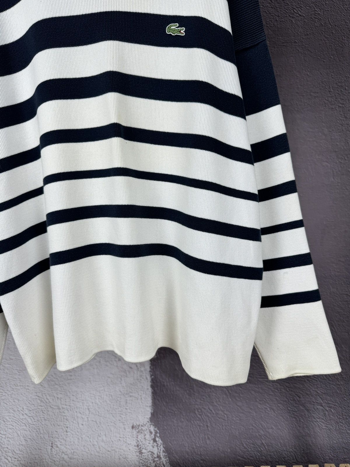 Lacoste Lacoste vintage white blue striped sweater knitwear Size US XXL / EU 58 / 5 - 6 Thumbnail