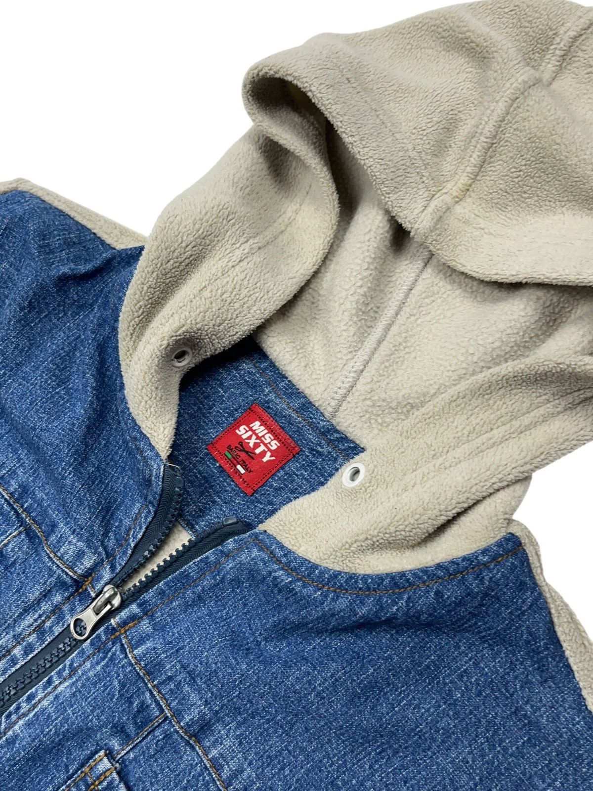 Japanese Brand × Miss Sixty × Vintage Vintage y2k Miss Sixty Denim Fleece Zip Jacket Hooded Size L / US 10 / IT 46 - 8 Thumbnail