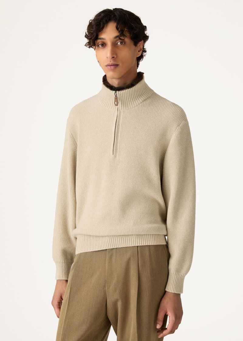 Loro Piana o1w1db10226 FA06328 Alpe Half-Neck Sweater in Beige Size US L / EU 52-54 / 3 - 4 Thumbnail