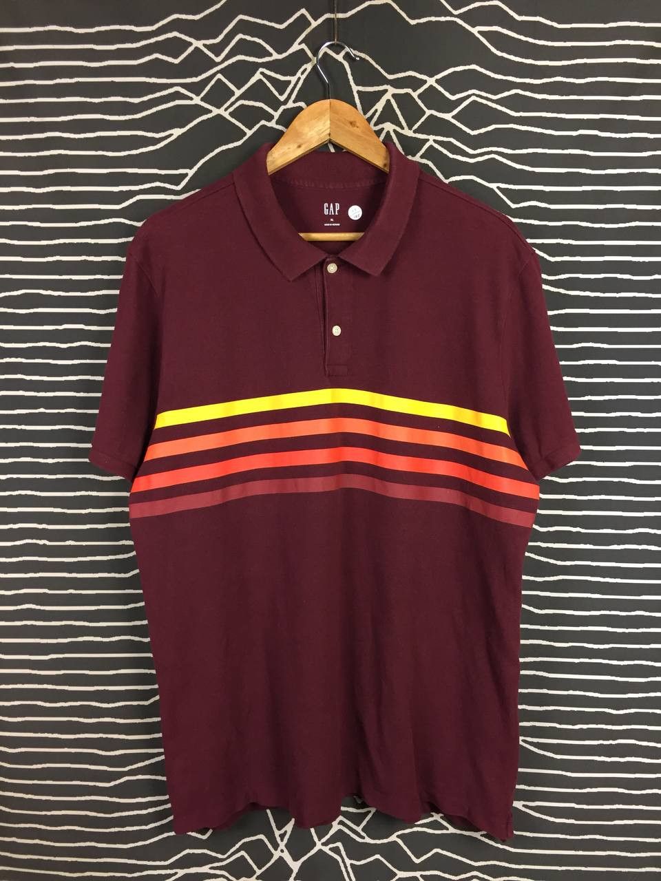 Gap GAP Burgundy Retro Horizontal Striped Essentials Polo Shirt Size US XL / EU 56 / 4 - 1 Thumbnail