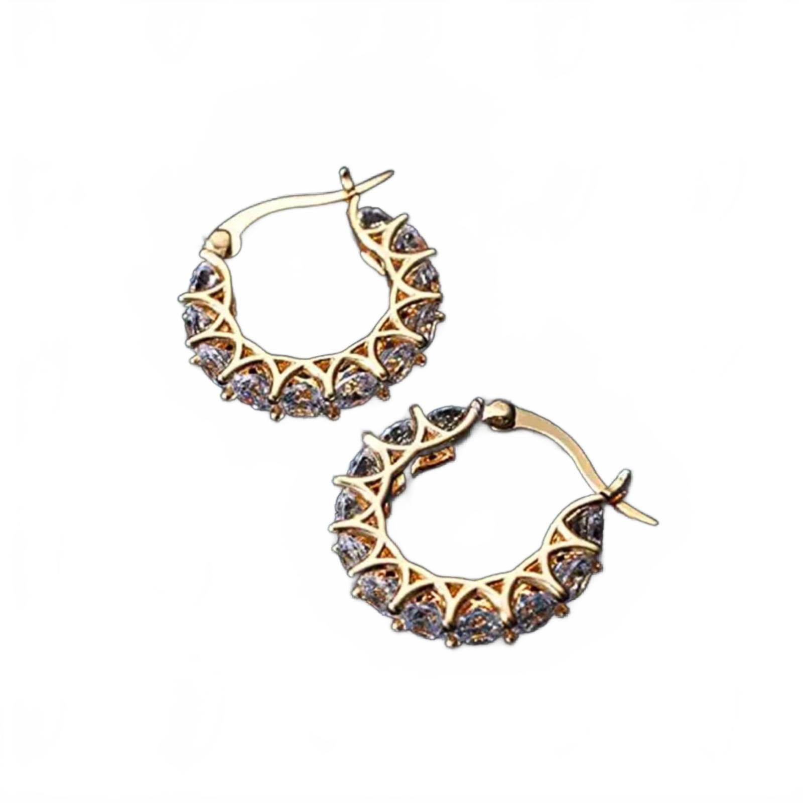 Designer Zircon Hoop Earrings Gold Plated NWT Size ONE SIZE - 2 Thumbnail