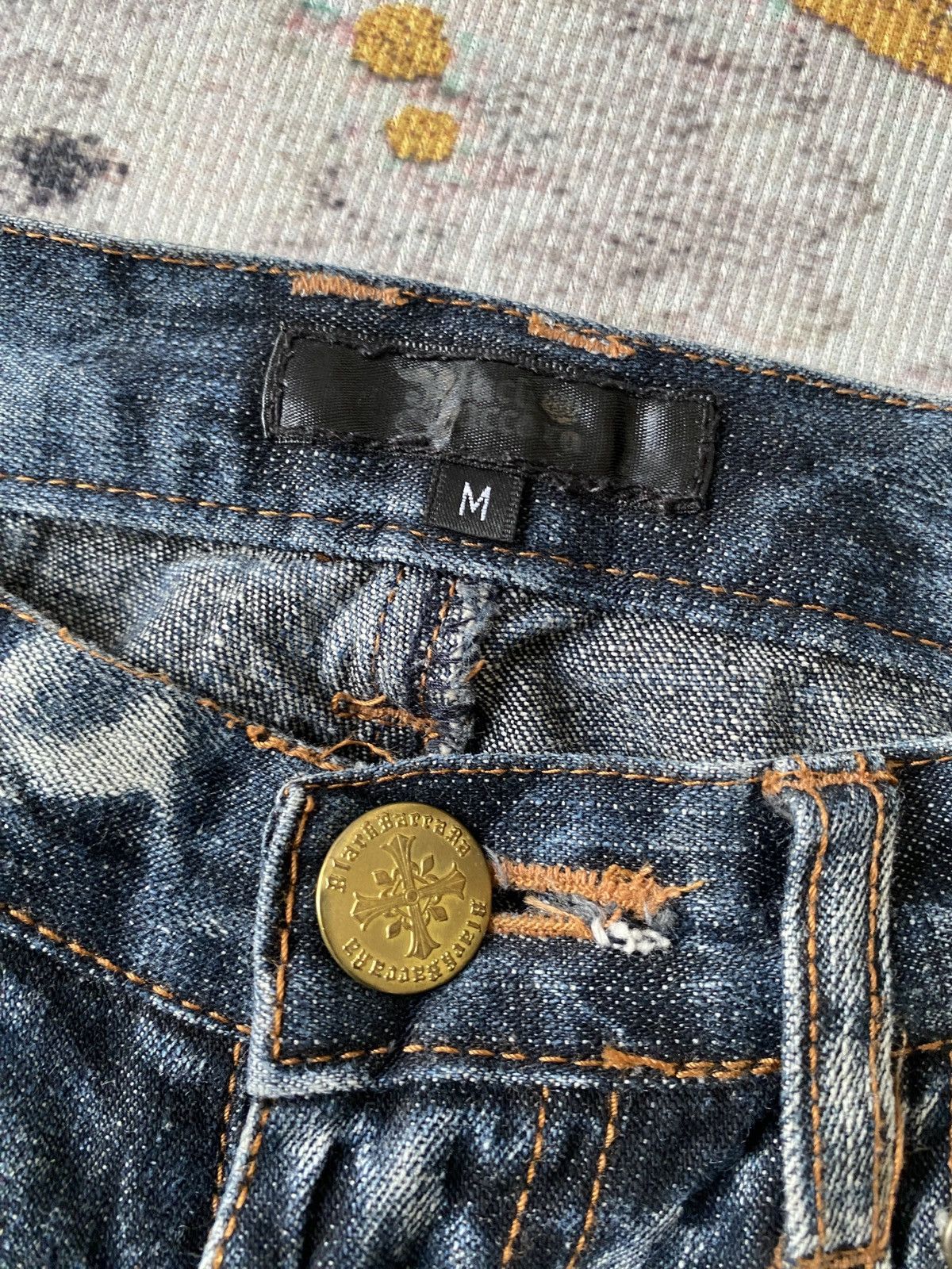 Japanese Brand Black Baccara Honey Comb Claws Mark Distressed Flare Denim Size US 30 / EU 46 - 18 Thumbnail