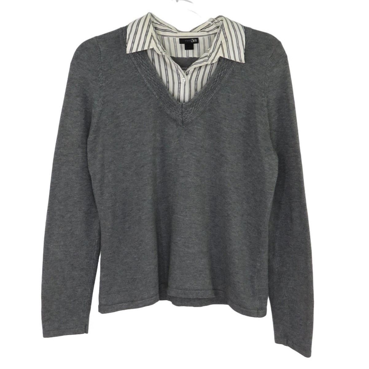 Vintage Y2k Vintage Gray Layered Collared Preppy Sweater Medium Size M / US 6-8 / IT 42-44 - 1 Thumbnail