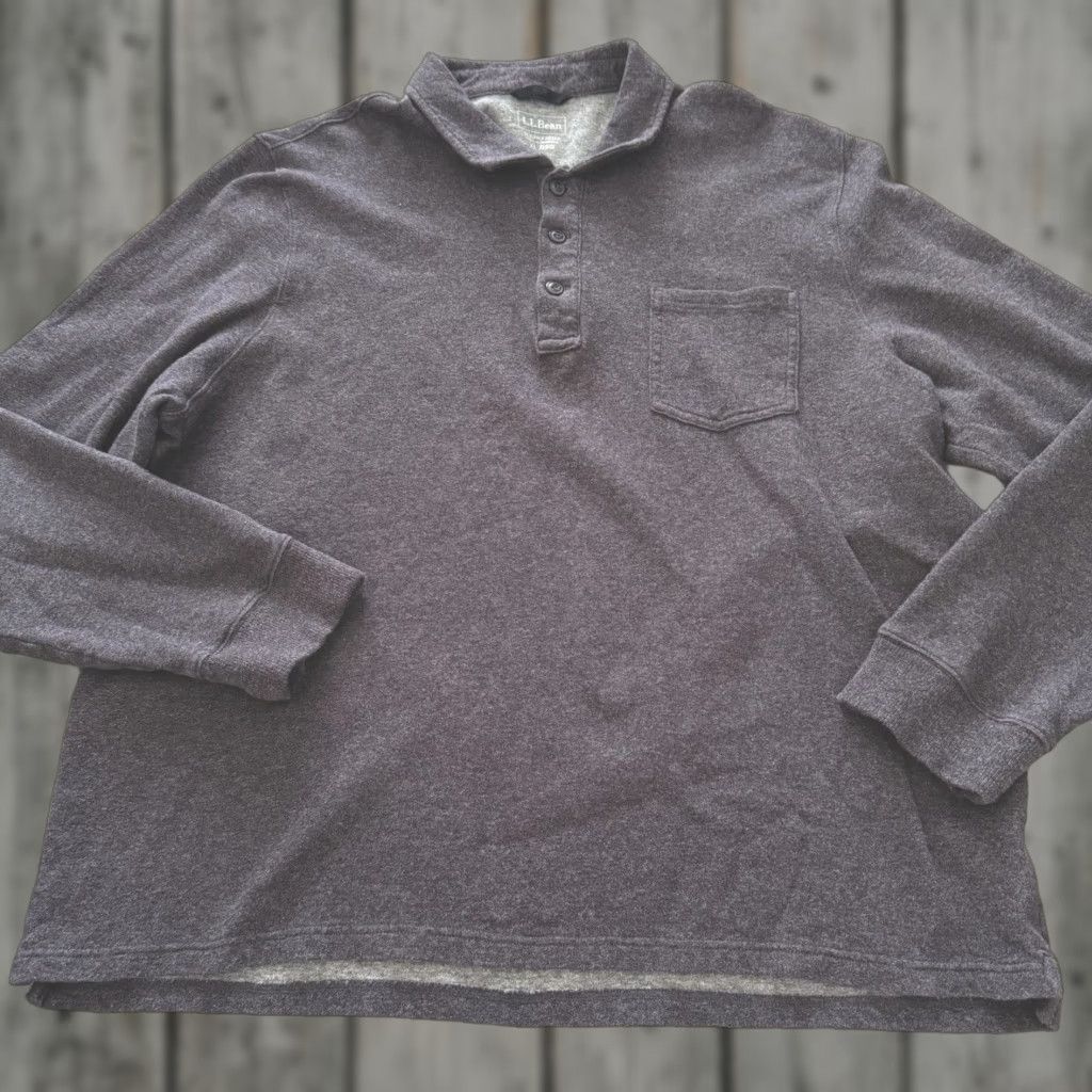 Vintage LL Bean Polo Shirt Mens XL Reg Gray Washed Cotton Double Knit Long Sleeve Shirt Polo Mens XL Gray Nylon Cotton Knit Breathable Pockets 30in 26in Size US XL / EU 56 / 4 - 1 Thumbnail