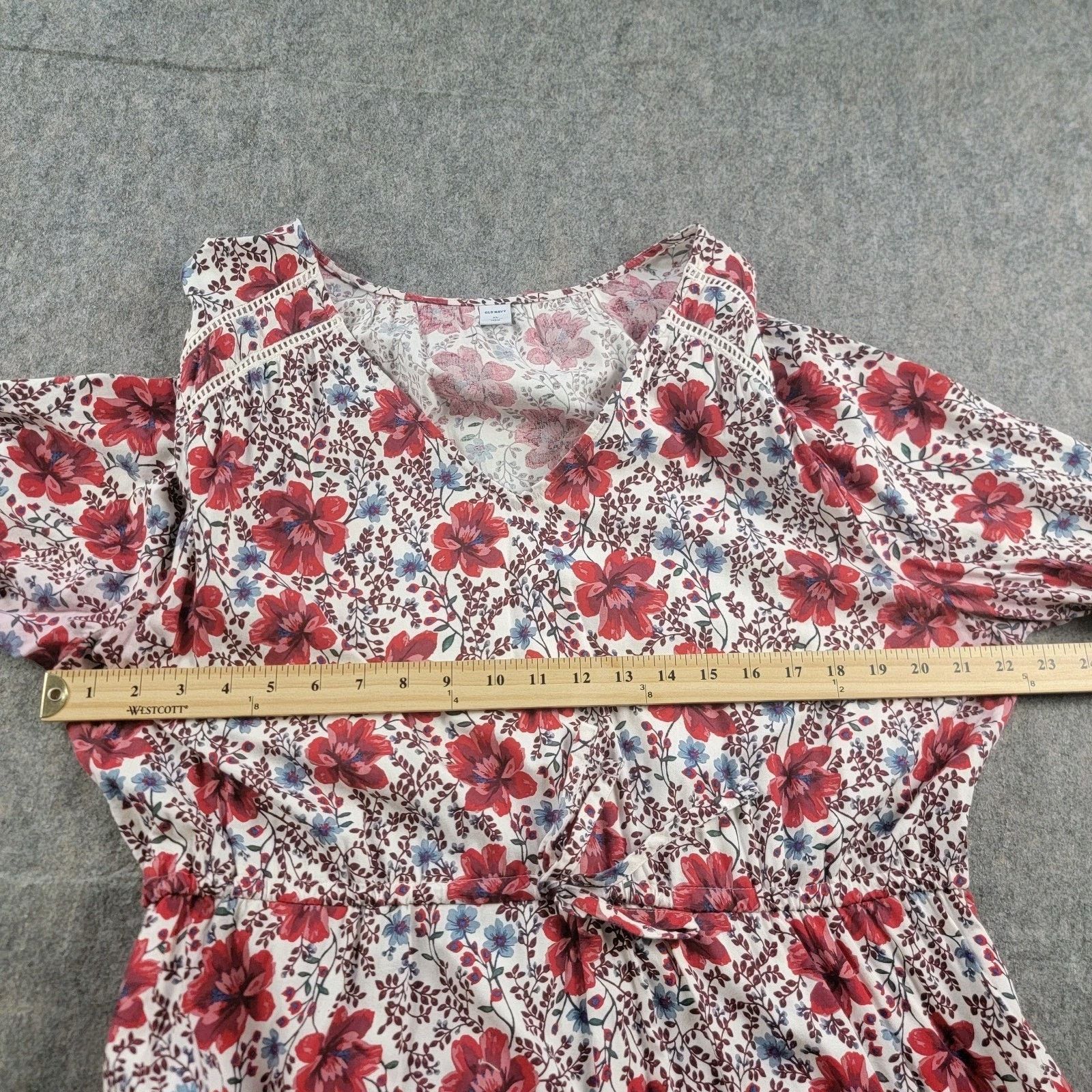 Old Navy Old Navy Waist-Defined Floral V-Neck Dress Long Sleeve Size XL / US 12-14 / IT 48-50 - 5 Thumbnail