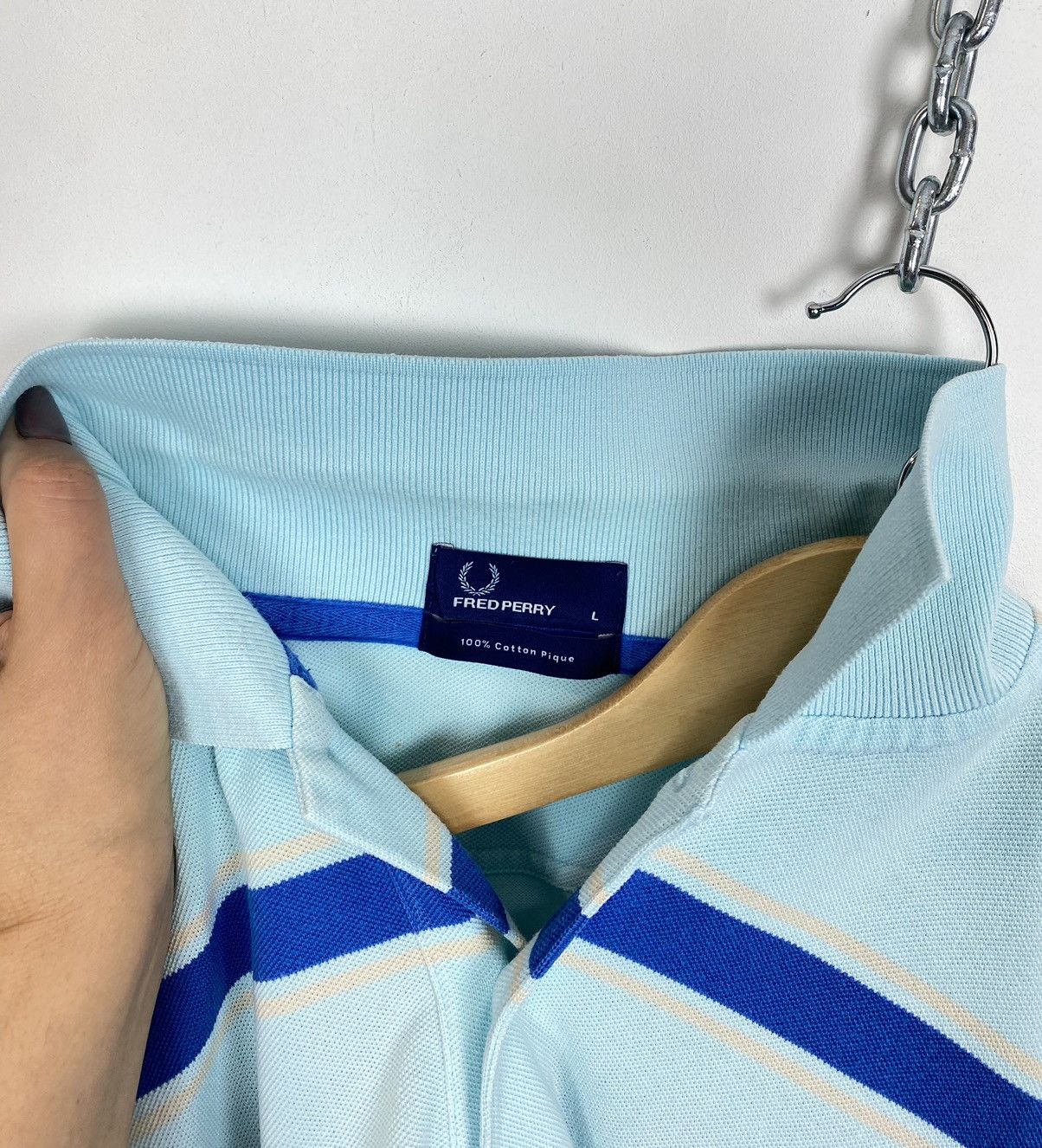 Fred Perry Vintage Fred Perry 100% Cotton Pique Polo Shirt Striped 90’s Size US L / EU 52-54 / 3 - 5 Thumbnail