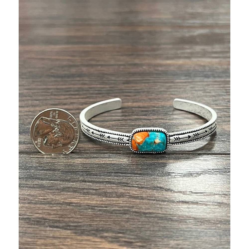 Other Gemstone Cuff Bracelet in Antique Silver Finish, Southwester Size ONE SIZE - 7 Thumbnail