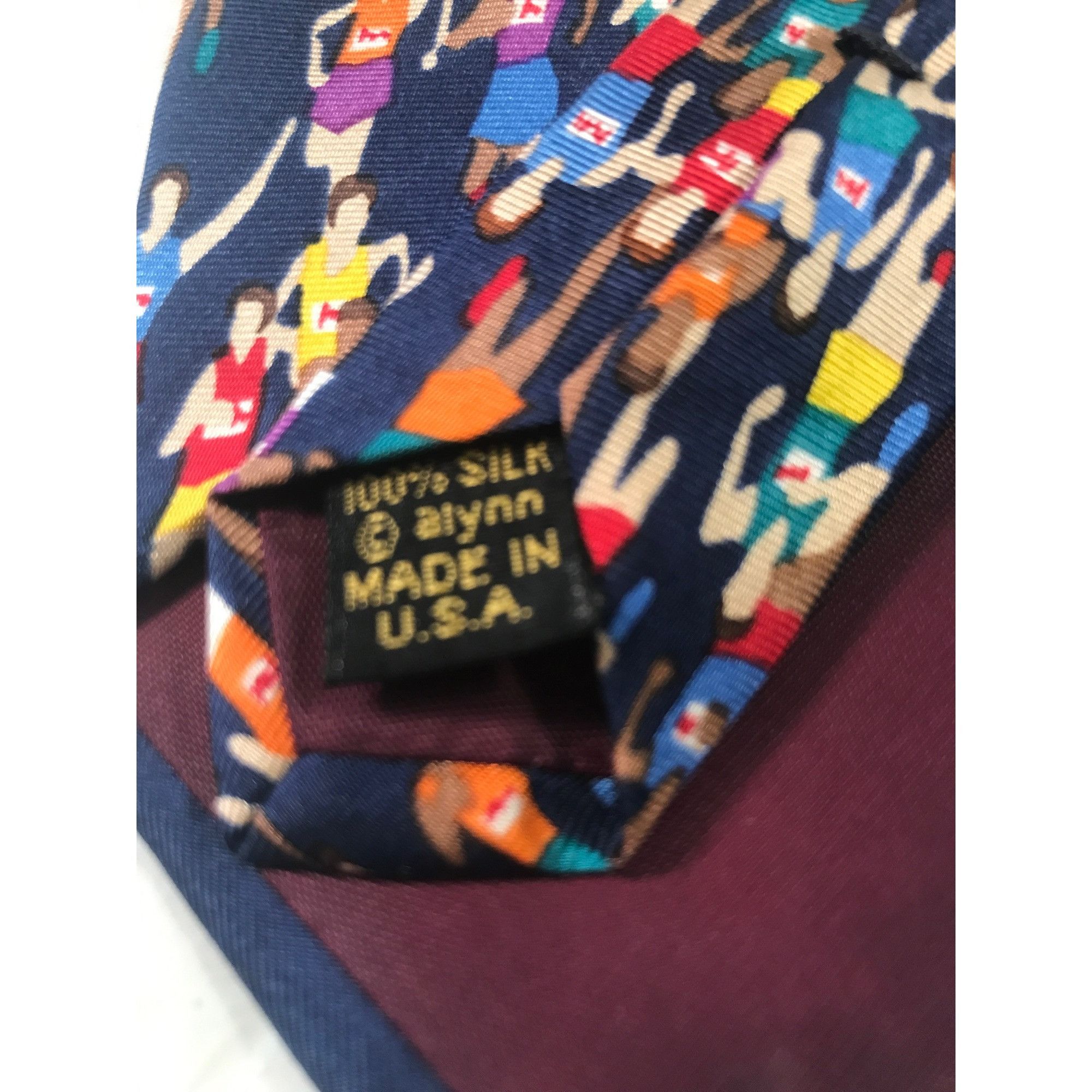 Vintage Marathon Runners by Alynn Neckwear Silk Navy Blue Necktie Size ONE SIZE - 3 Thumbnail