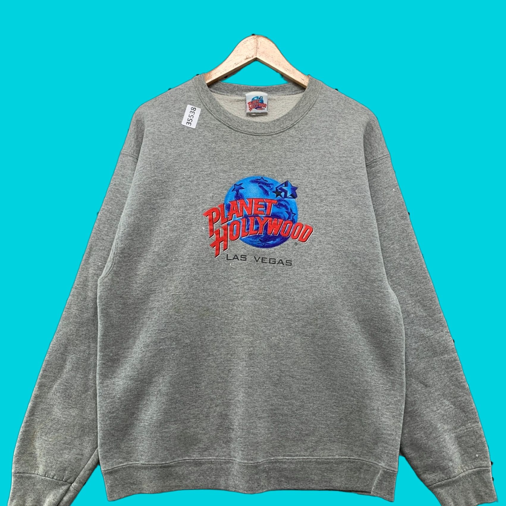 Planet Hollywood VINTAGE Planet Hollywood Las Vegas Crewneck Sweatshirt Mens Large 90s Gray Fleece Size US L / EU 52-54 / 3 - 1 Thumbnail