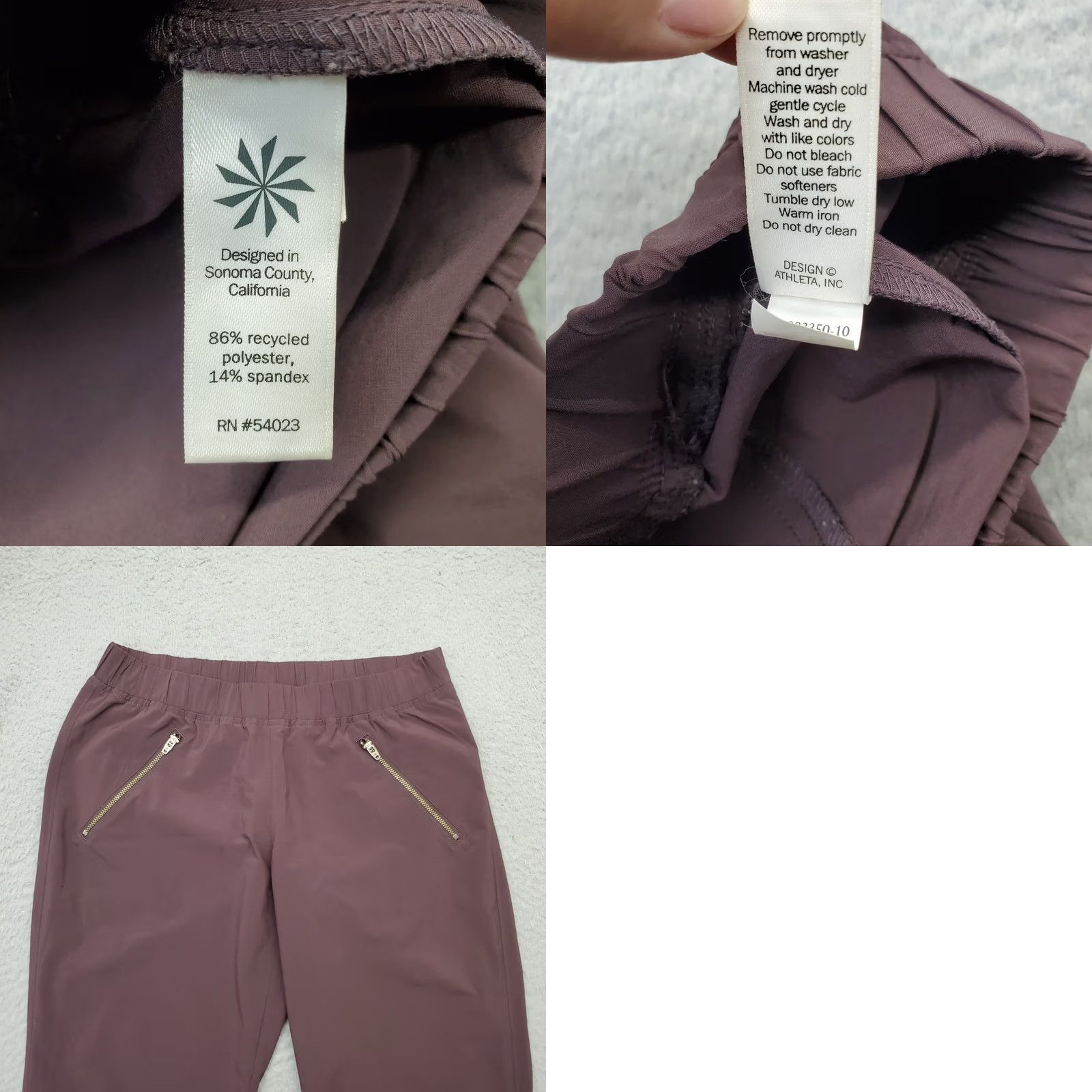 Athleta Athleta Womens Sweatpants 4 Purple Relaxed Elastic Waist Zip Pocket Tapered Leg - Size 4 - Pant, Casual, Activewear, Travel, 28 Inseam Size 27" / US 4 / IT 40 - 8 Thumbnail