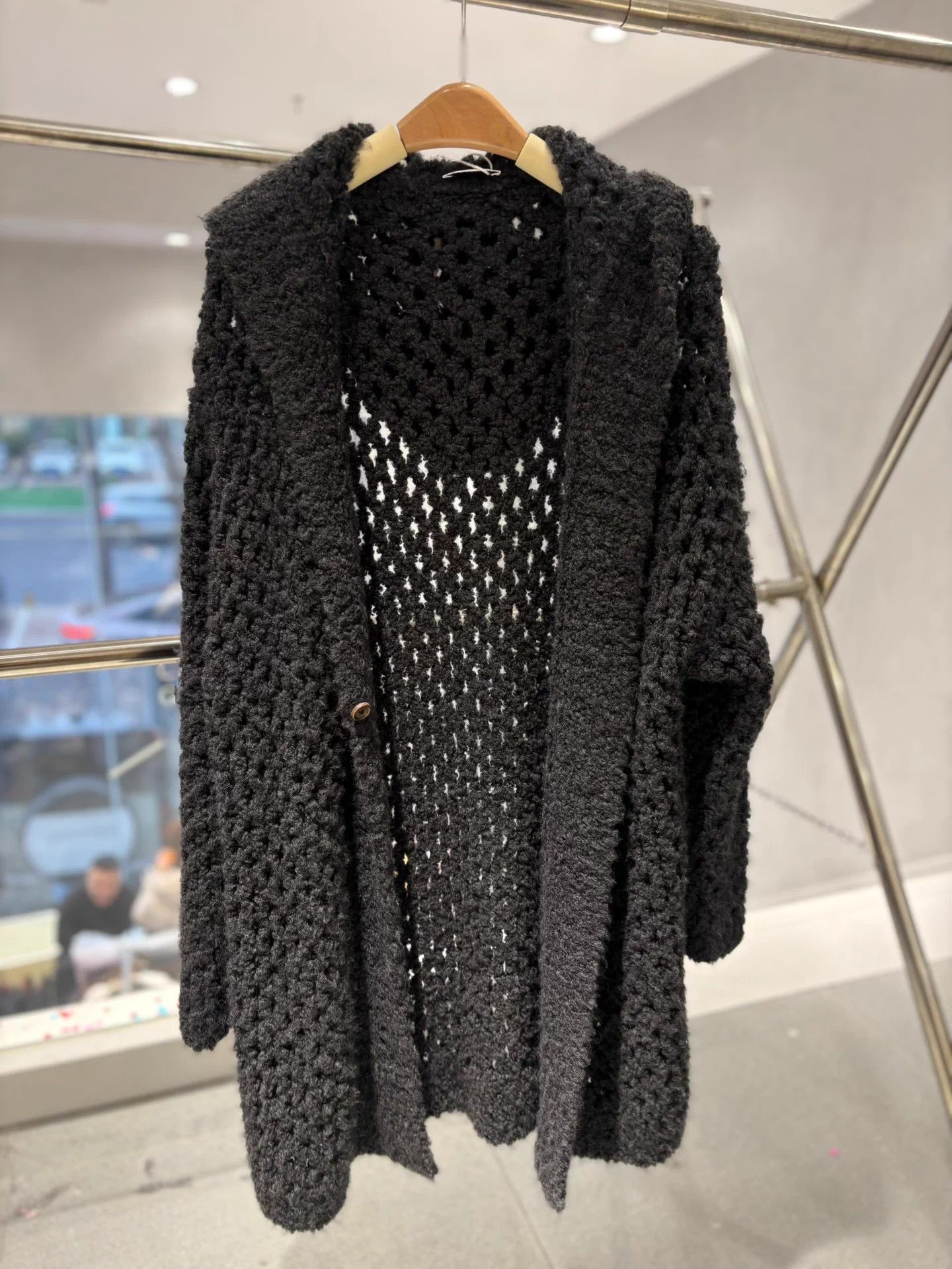 Brunello Cucinelli Brunello Cucinelli Gray Black Lace Hooded Jacket Deadstock Size ONE SIZE - 2 Thumbnail