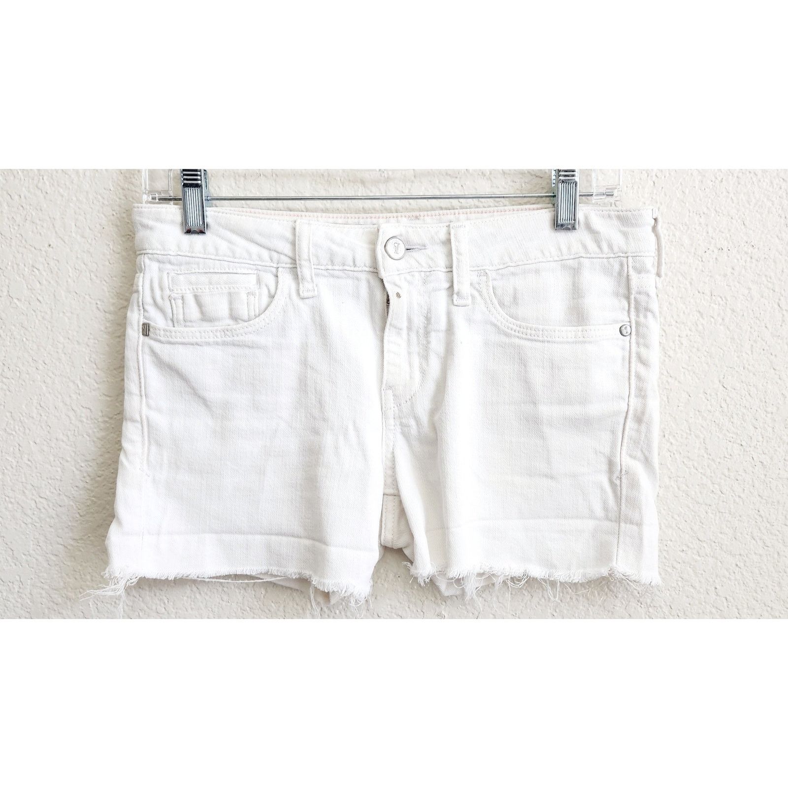 Other Pilcro And The Letterpress White Frayed Hem Denim Shorts 26 Size 31" - 1 Thumbnail