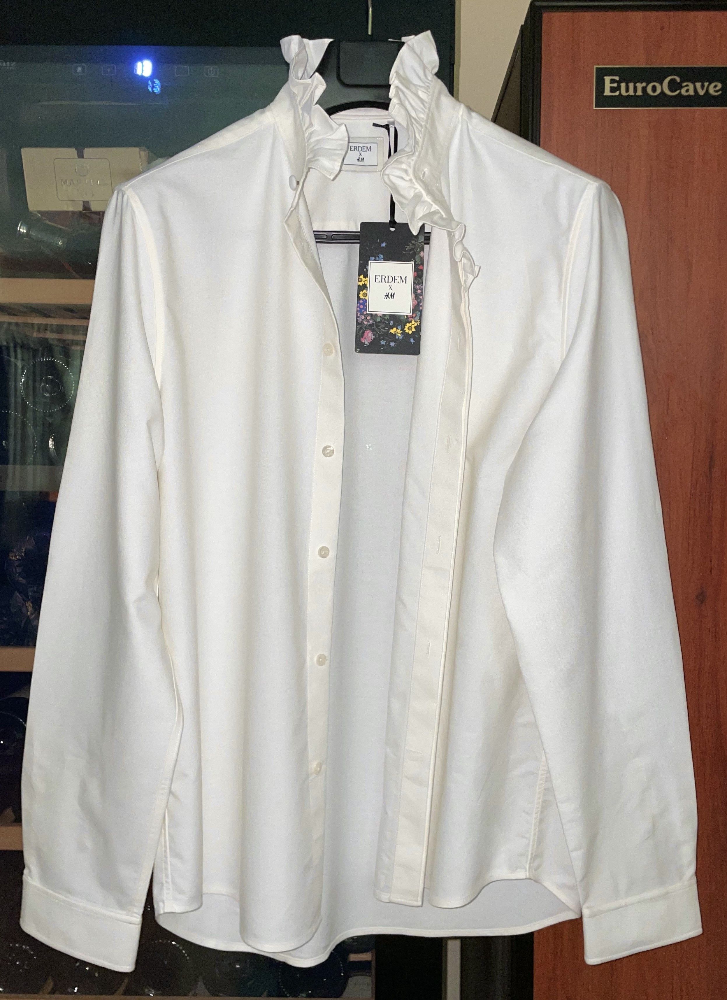 Erdem [Brand new] ERDEM Men’s White Ruffle Neck Shirt Size US L / EU 52-54 / 3 - 1 Thumbnail