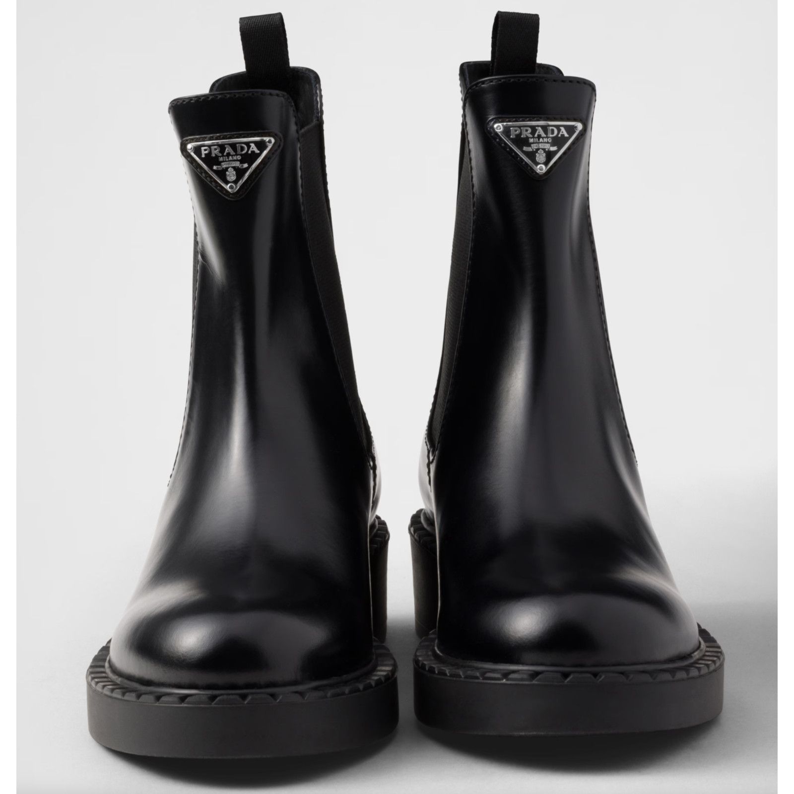 Prada Prada Chocolate Brushed Leather Black Pull On Chelsea Size US 8.5 / IT 38.5 - 9 Thumbnail