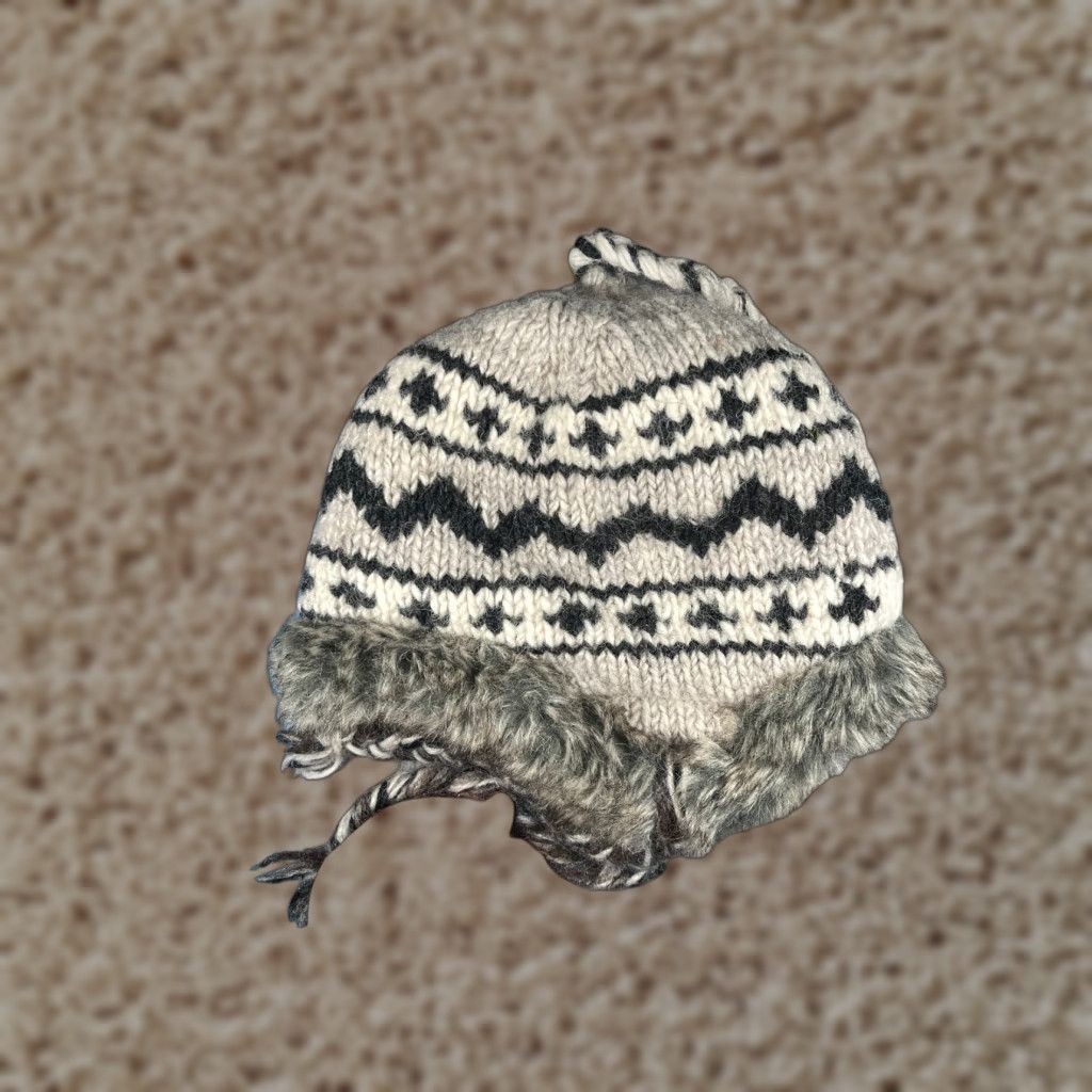 Vintage Himalaya Collection Beanie Hat Adult One Size Gray 100% Wool Lined Ear Flap Knit Wool Geometric Inspected Casual Workwear Mens Womens Unisex Adults Size ONE SIZE - 1 Thumbnail