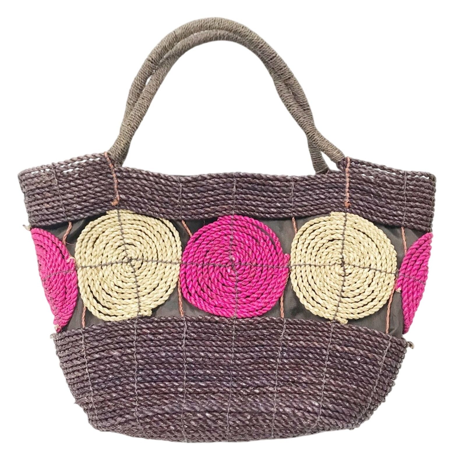 Other Braided Straw Bag Circle Detail Drawstring Closure Size ONE SIZE - 1 Thumbnail