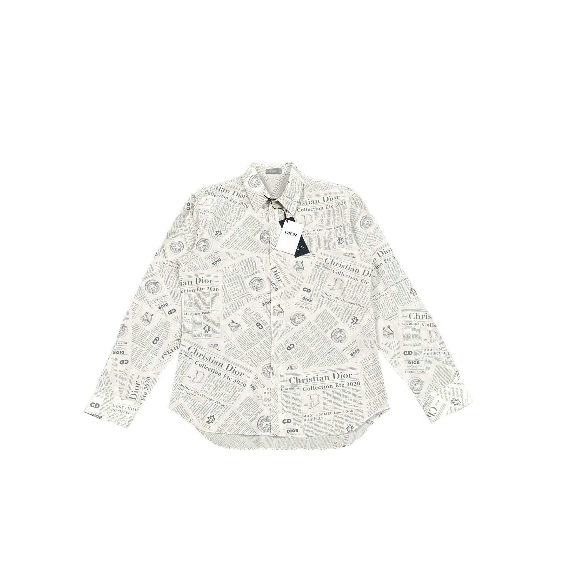 Dior Dior Newspaper Print Long Sleeve Shirt Size M Size US M / EU 48-50 / 2 - 1 Thumbnail