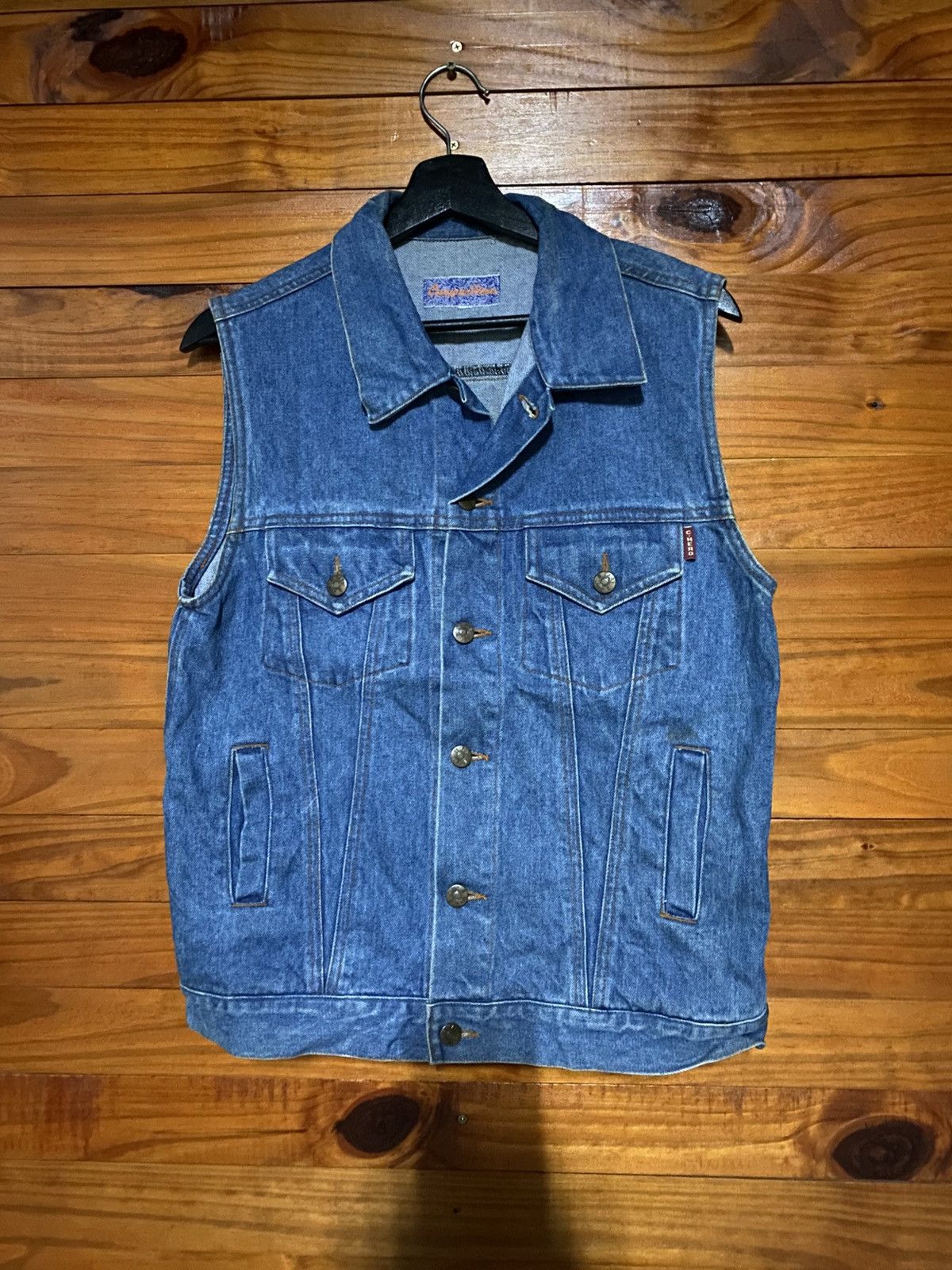 Japanese Brand Vintage Campus Hero Denim Vest Classic Blue Jean Sleeveless Size US L / EU 52-54 / 3 - 3 Thumbnail