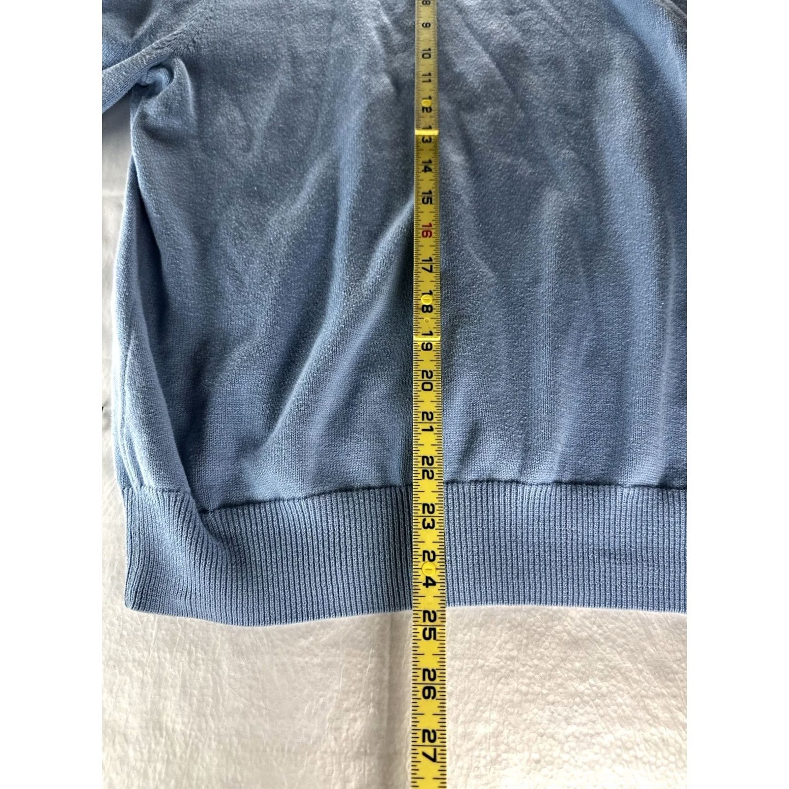 Vintage Consensus Mens Medium Light Blue Cotton V-Neck Cable Knit Sweater Preppy Size M / US 6-8 / IT 42-44 - 7 Thumbnail