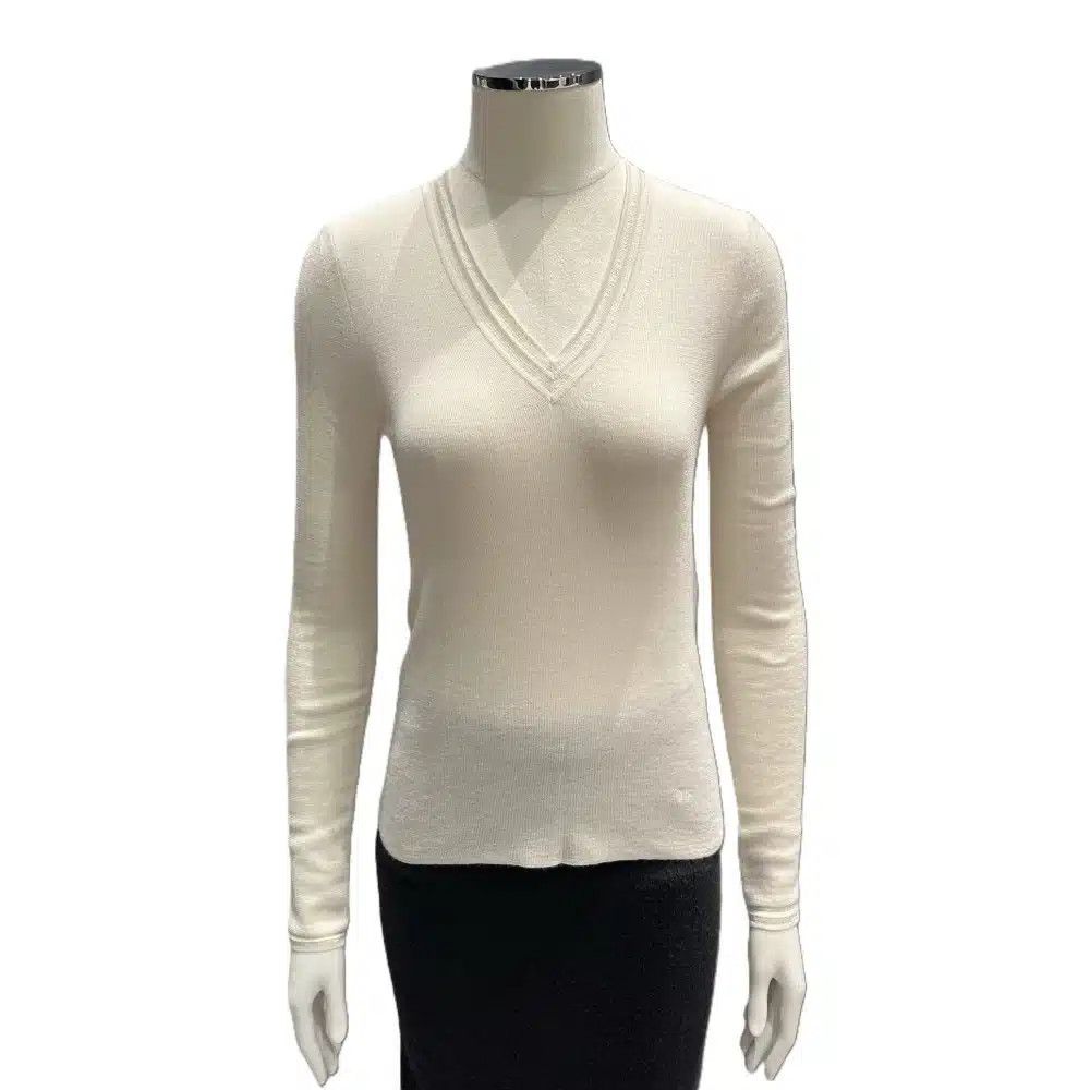 Tom Ford o1loc1c0425 MAK1276 Cashmere Silk Knit V-neck Sweater White Size XS / US 0-2 / IT 36-38 - 2 Thumbnail