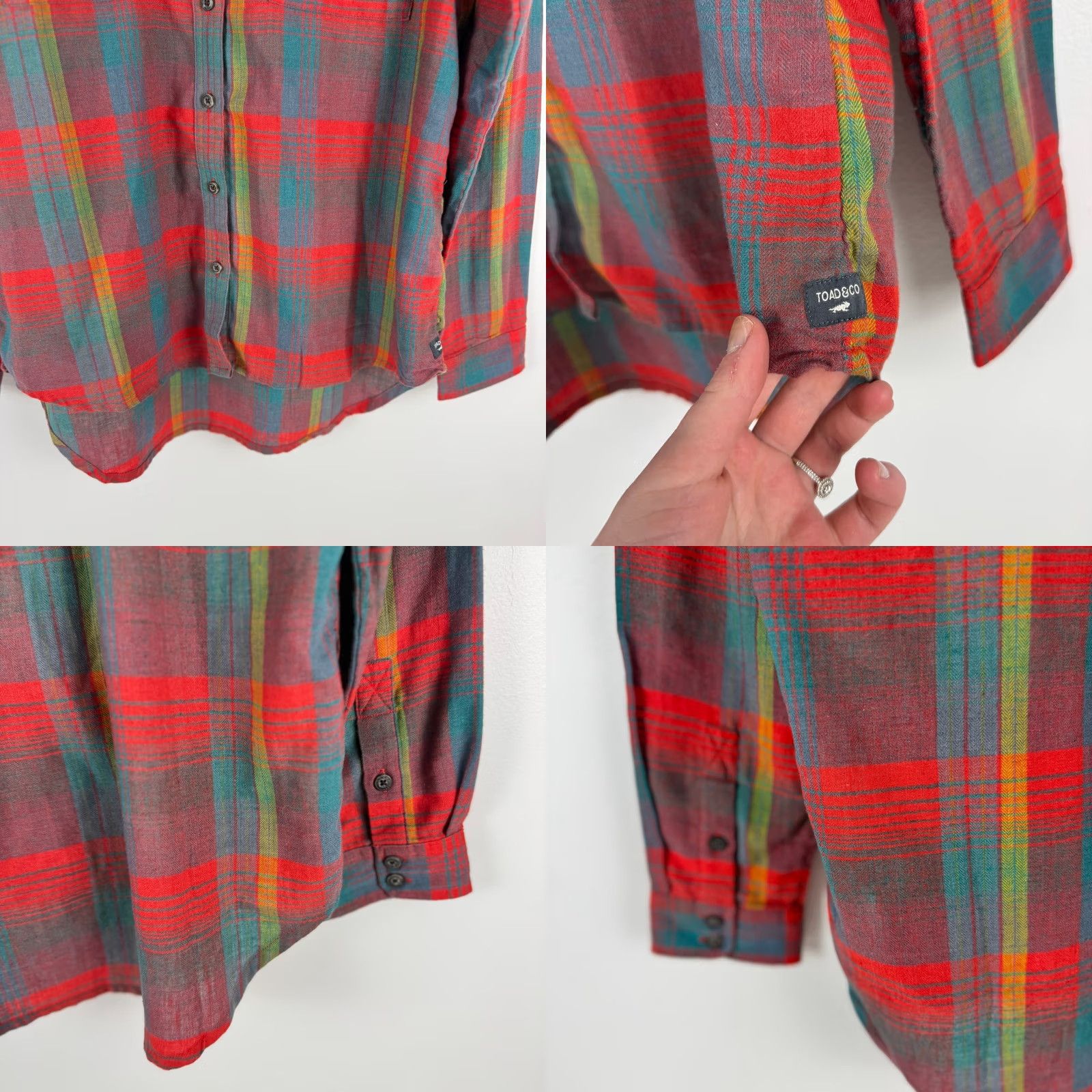 Toad&Co Toad&Co Re-Form Flannel Shirt Long Sleeve Button Down Plaid Red Multicolor Womens Large Size L / US 10 / IT 46 - 8 Thumbnail