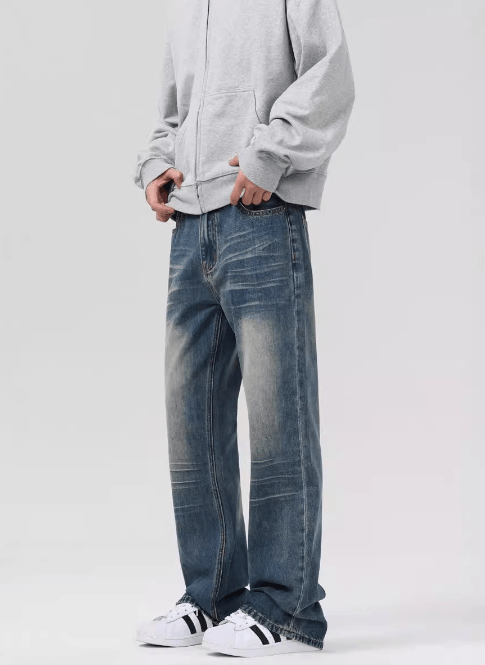 Japanese Brand × Jean Retro washed distressed straight loose bootcut baggy jeans Size US 34 / EU 50 - 3 Thumbnail