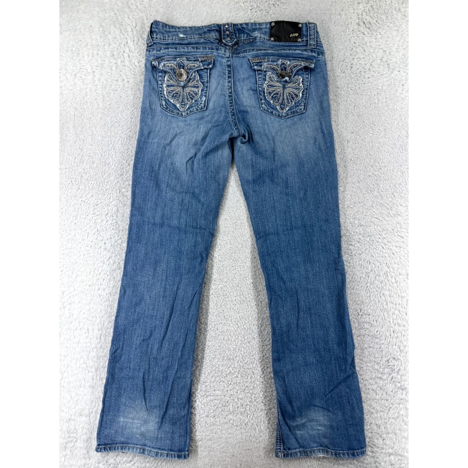 Vintage Jolt Jeans Women Bootcut 11 Blue Denim Distressed Cotton Blend 5-Pocket Regular Inseam 30.5 in Womens Jeans Size 32" / US 10 / IT 46 - 2 Thumbnail