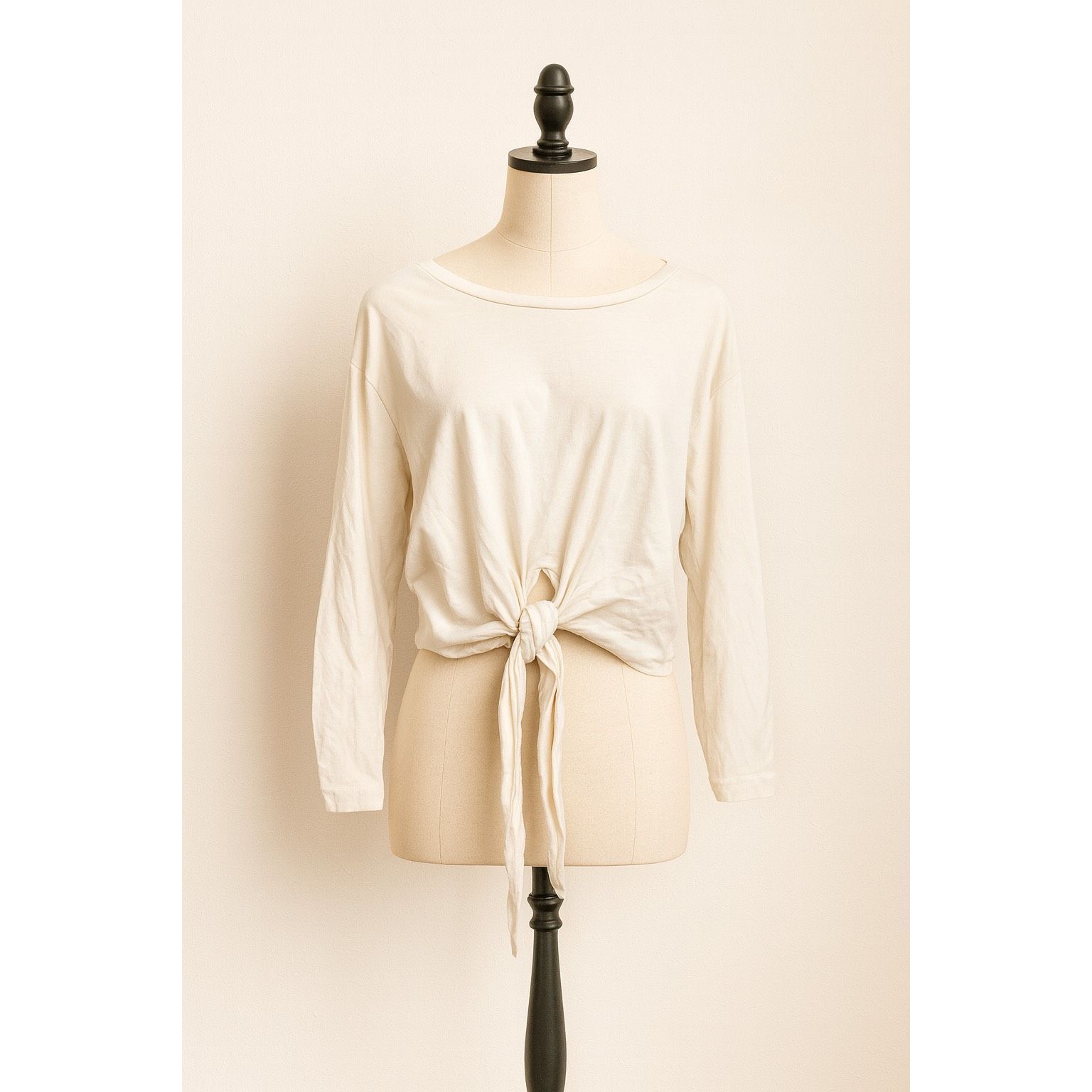 Zara Zara Trafaluc Tie-Front Long Sleeve Top – Size M – White Ove Size M / US 6-8 / IT 42-44 - 1 Thumbnail