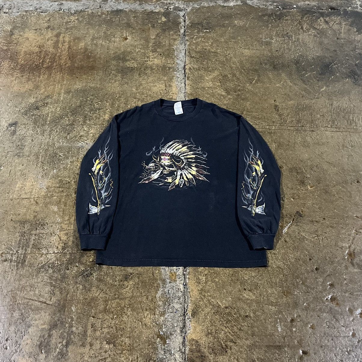 Affliction × JNCO × Vintage Crazy Y2K JNCO Style Skull Grunge Skater Longsleeve Shirt Size US XL / EU 56 / 4 - 1 Thumbnail