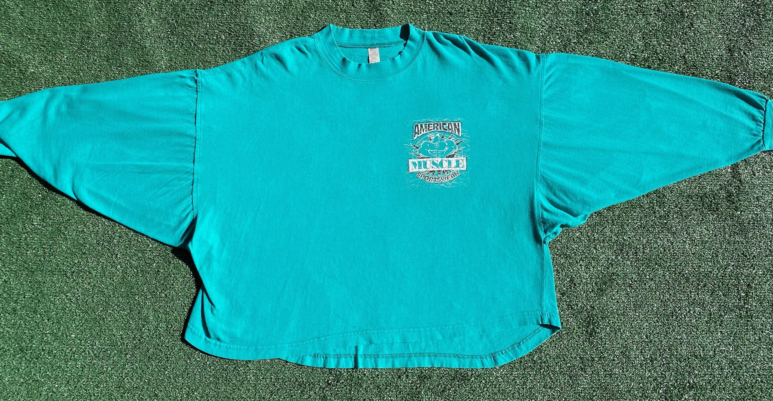 Vintage 80’s American Muscle Weightlifting Long Sleeve T-Shirt XL Size US XL / EU 56 / 4 - 8 Thumbnail
