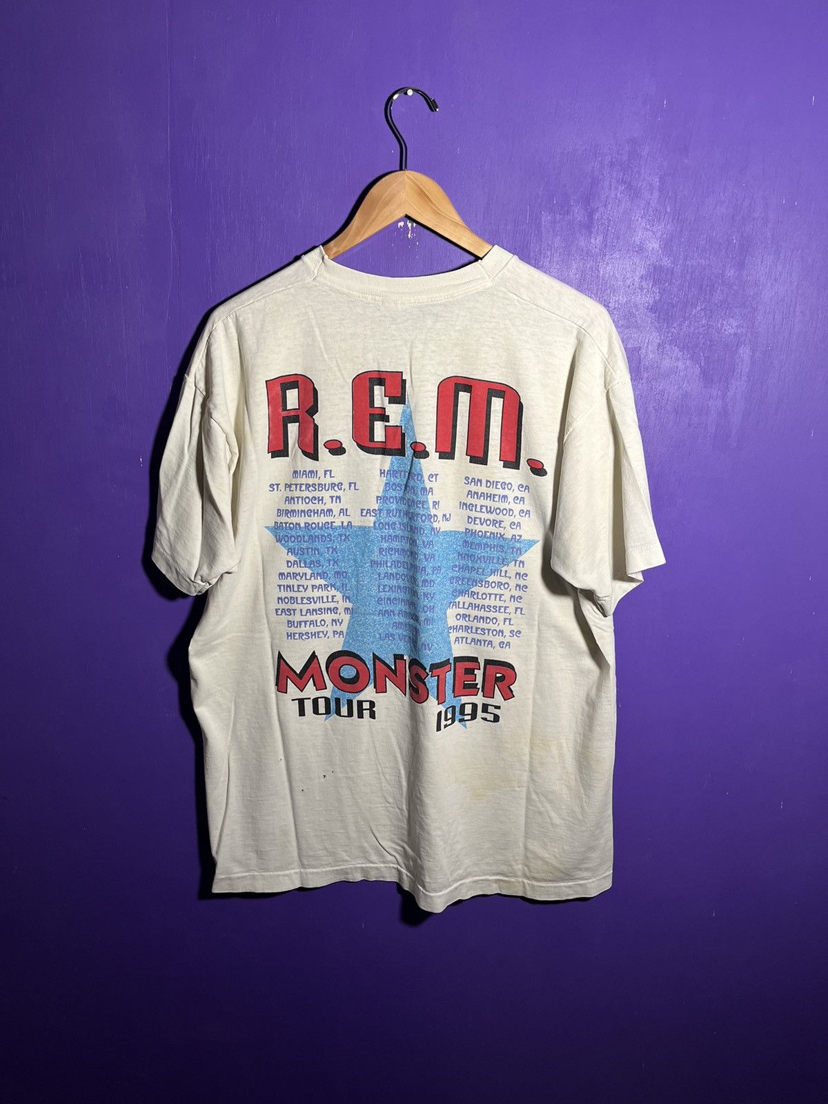 Band Tees × Vintage Vintage 1995 REM monster cat face tour t-shirt Size US XL / EU 56 / 4 - 2 Thumbnail