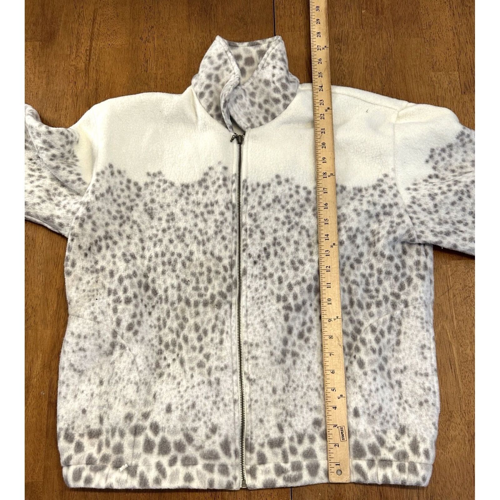 Vintage VINTAGE Teddi Jacket Fleece Full Zip Arctic Leopard White Large Womens Size L / US 10 / IT 46 - 5 Thumbnail