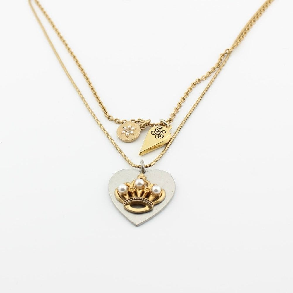 Juicy Couture Juicy Couture Multi Chain Heart Charm Necklace Gold Tone Size ONE SIZE - 1 Thumbnail