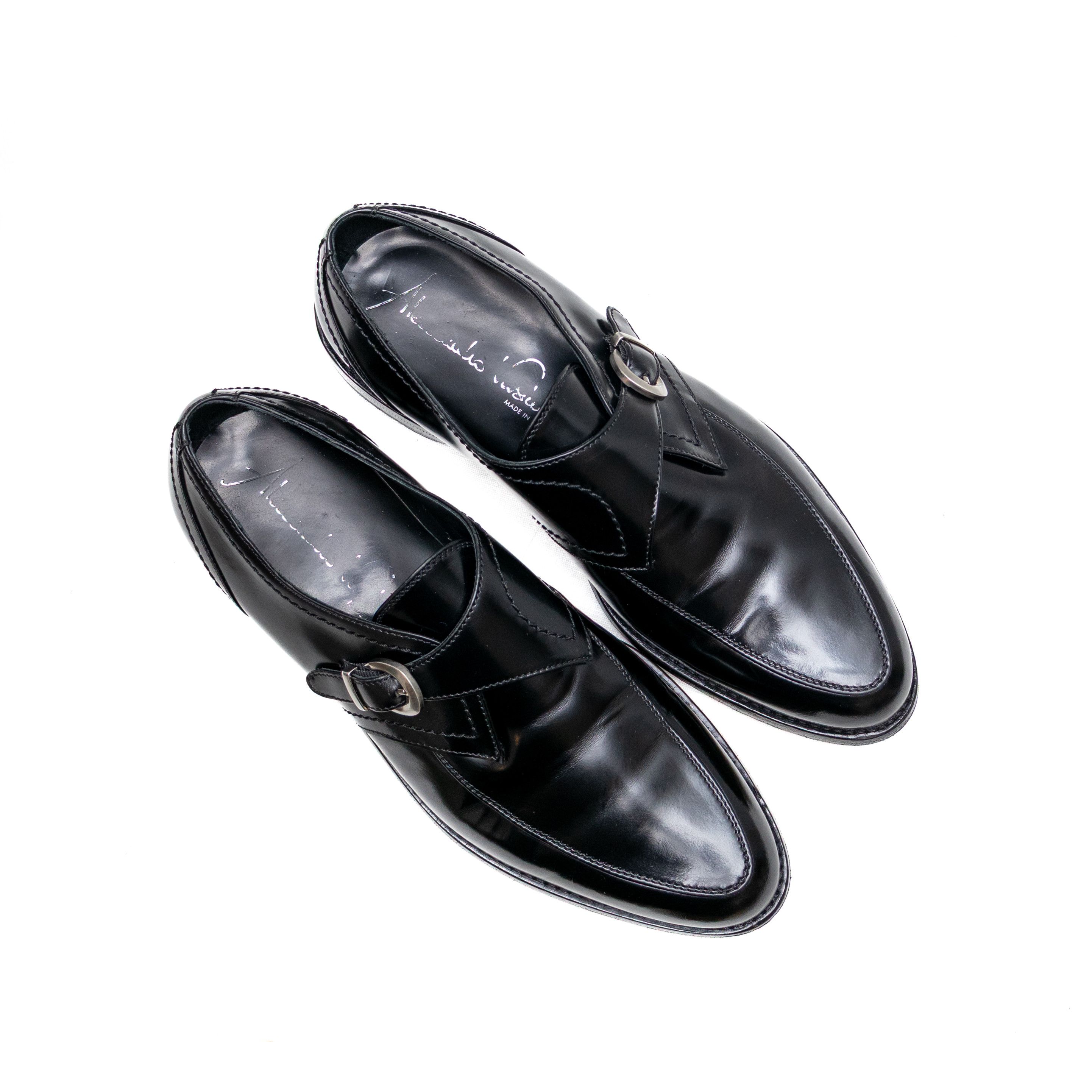 ALESSANDRO VASINI Alessandro Vasini Men’s Black Leather Monk Strap Shoes US 8 Size US 8 / EU 41 - 6 Thumbnail